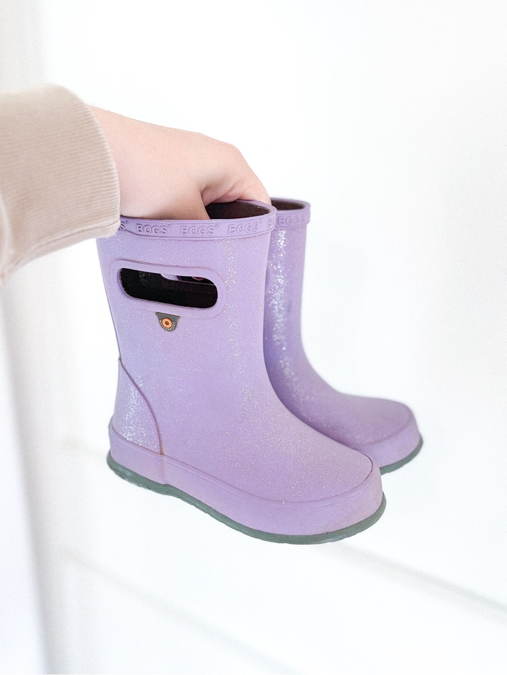 Bogs Lavender Glitter Kids Rain Boots